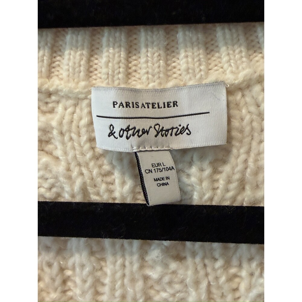 & Other Stories Cable Knit Wool Cardigan - Cream - L - Picture 5 of 6